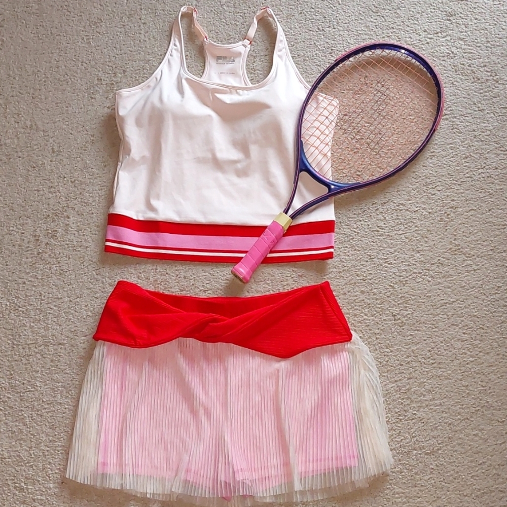 Brandon Maxwell x Fila Tulle Pink and Cream Tennis Outfit Sz XL
